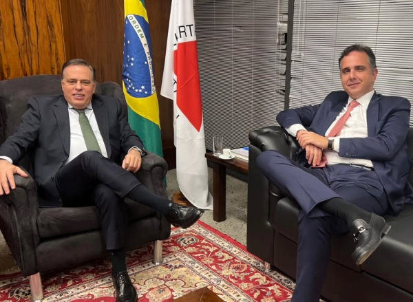 Paulo Abi-Ackel se re&uacute;ne com o senador Rodrigo Pacheco para alinhar pautas do Congresso